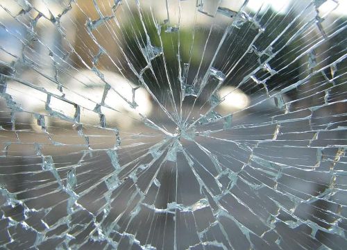 Shattered glass window