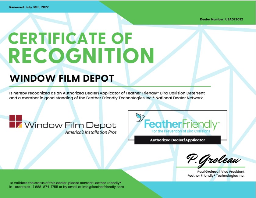 Certificate of Recognition Certificate of Recognition Feather Friendly Film