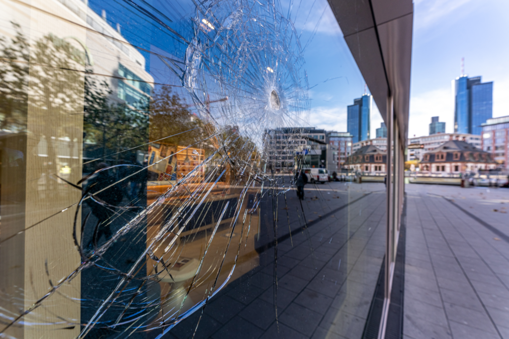 A reinforced storefront for retail theft prevention
