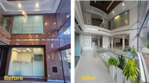 Before and after project installation of 3M DI-NOC