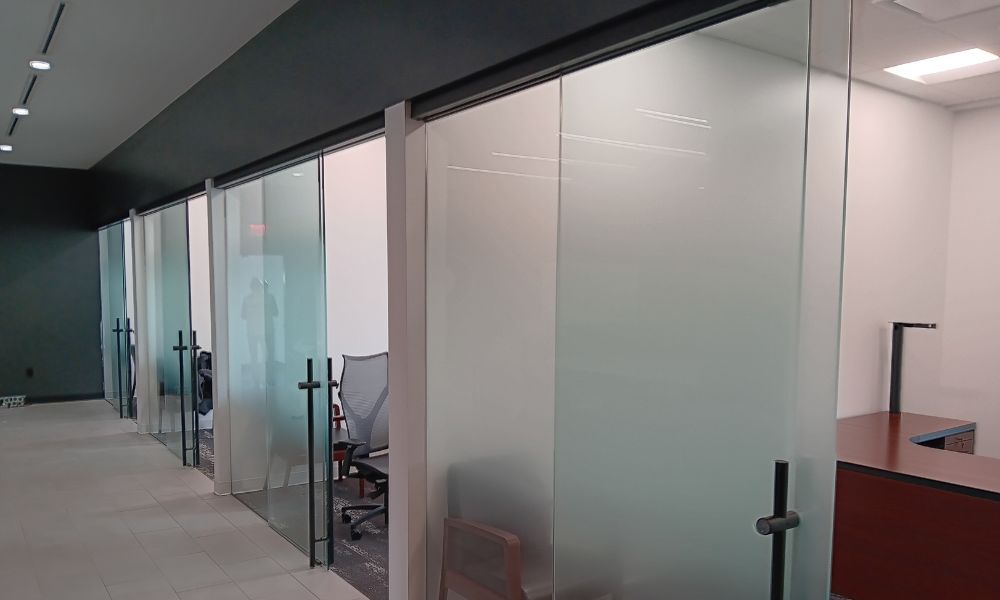 privacy glass created with frosted window film