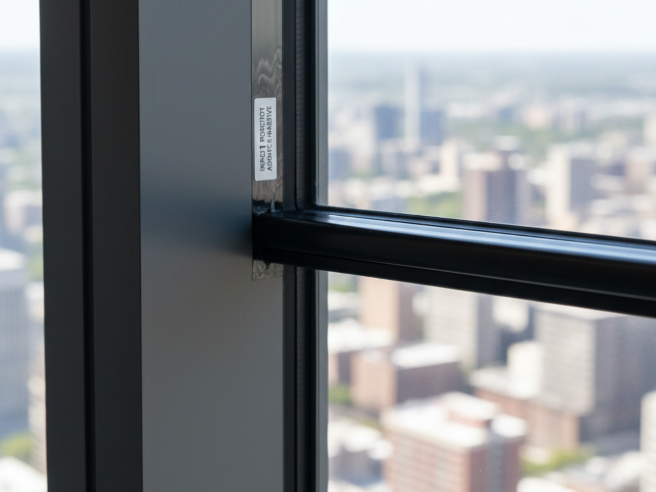 A low-angle professional photograph of a modern commercial office building with a sleek glass curtain wall facade reflecting a soft sunset.
