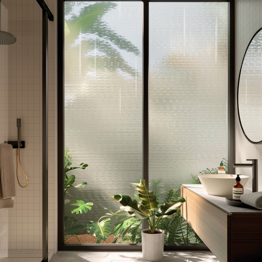 Frosted glass film for bathroom window