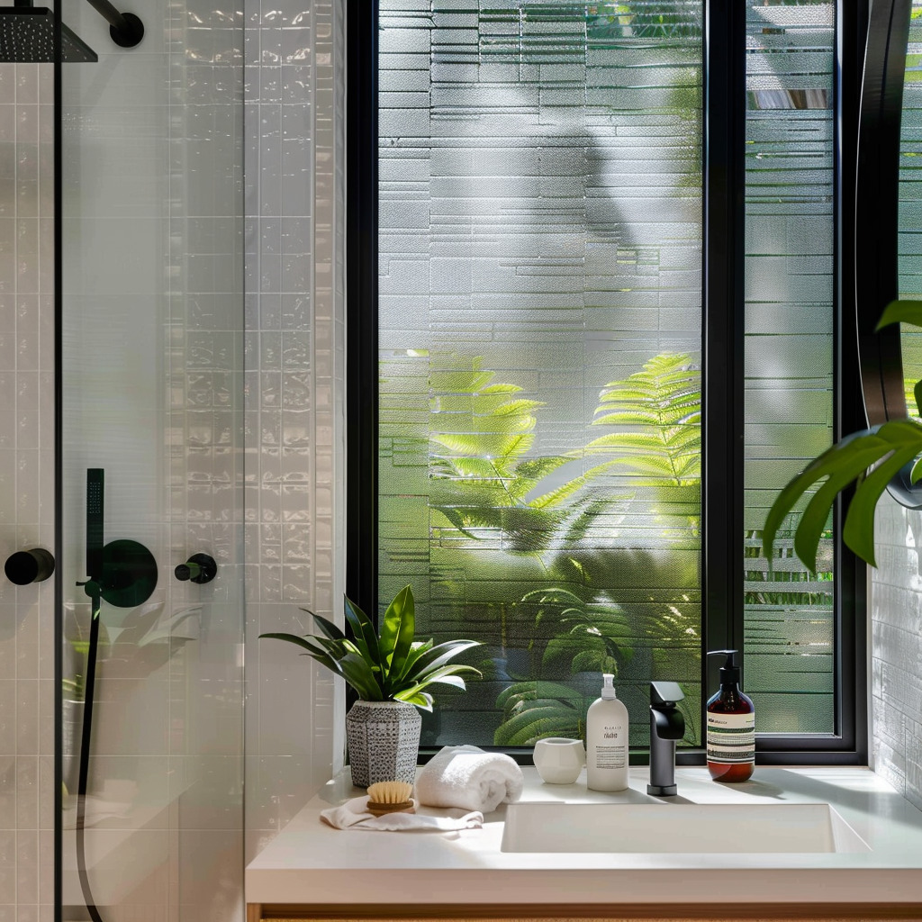 Bathroom with frosted glass film