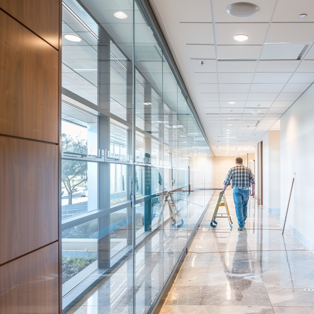 frosted window film(3) Finished installation of professional window films.