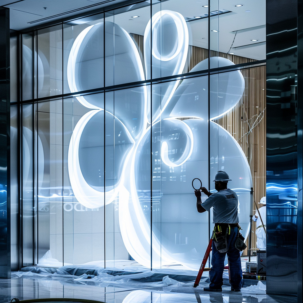 Decorative window film installation.