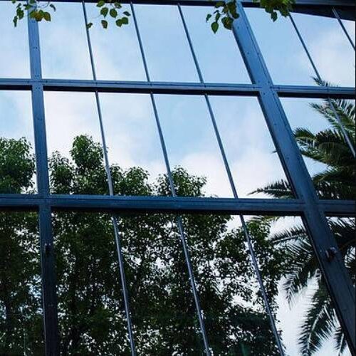 Building with silver reflective film